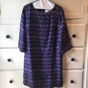 Elizabeth McKay Purple Print Shift Dress Sz 6